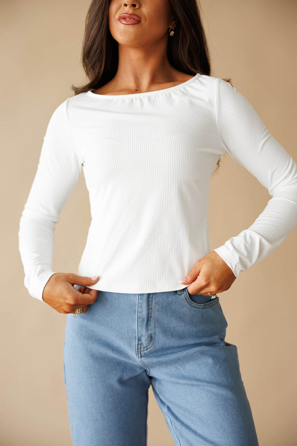 Neutral Muse Ribbed Top