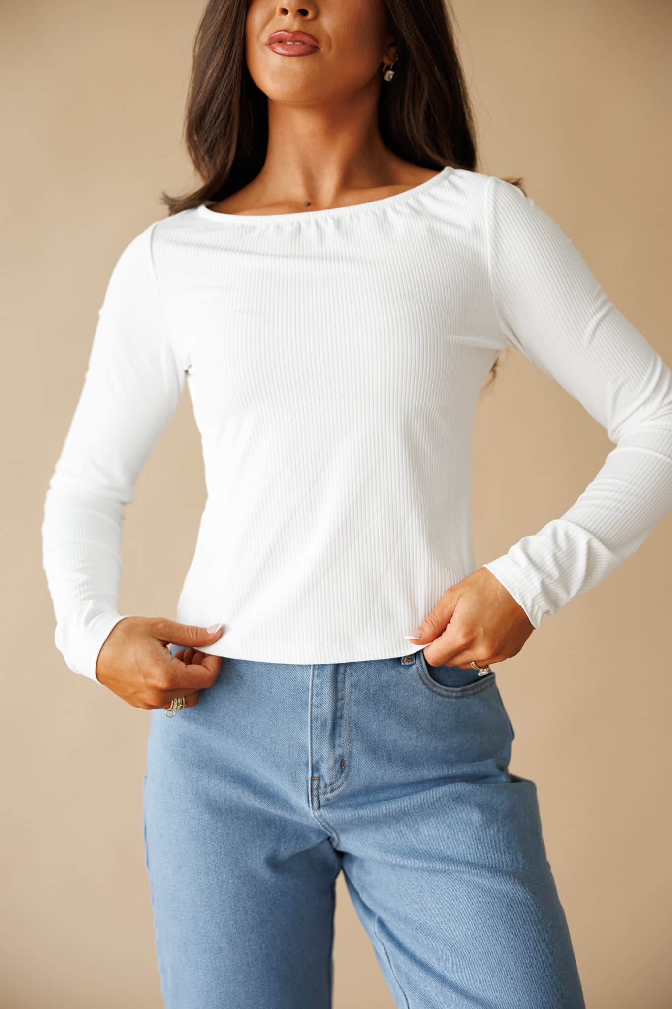 Neutral Muse Ribbed Top